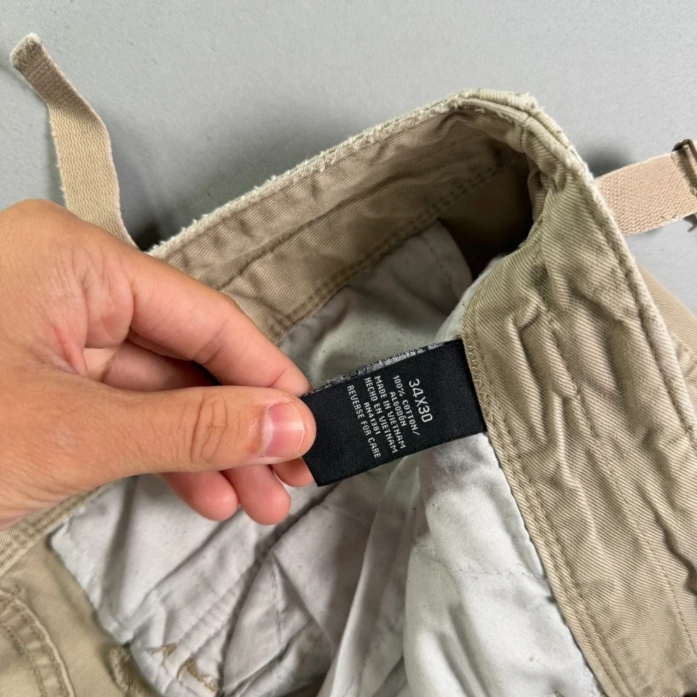 Vintage Y2K Polo Ralph Lauren Cargo Pants Mens 34x28 Beige Paratrooper Pockets